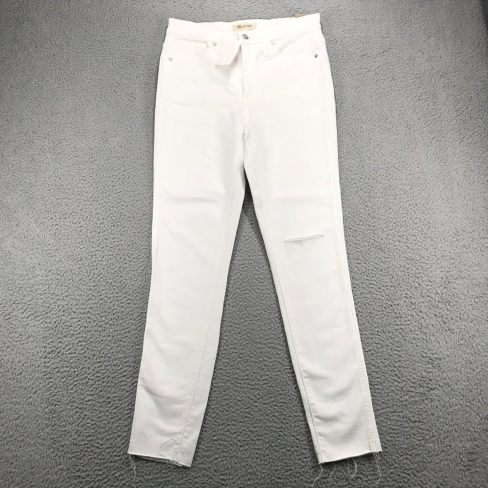 MADEWELL Jeans Size 27 Skinny‎ 10" High Rise Distressed White Denim NEW